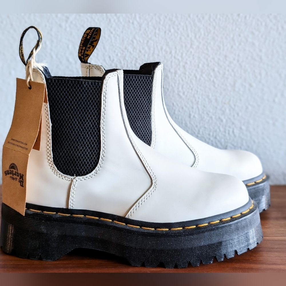 NEW White platform Dr. Martens chelsea boots